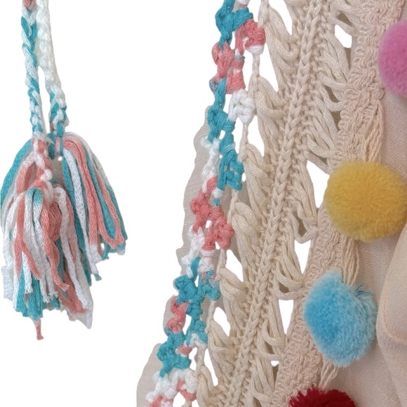 SHEIN Crochet Deep V-Back Tassel Cover Up  Swim Beach Lightweight Bohemian XL - Picture 9 of 9